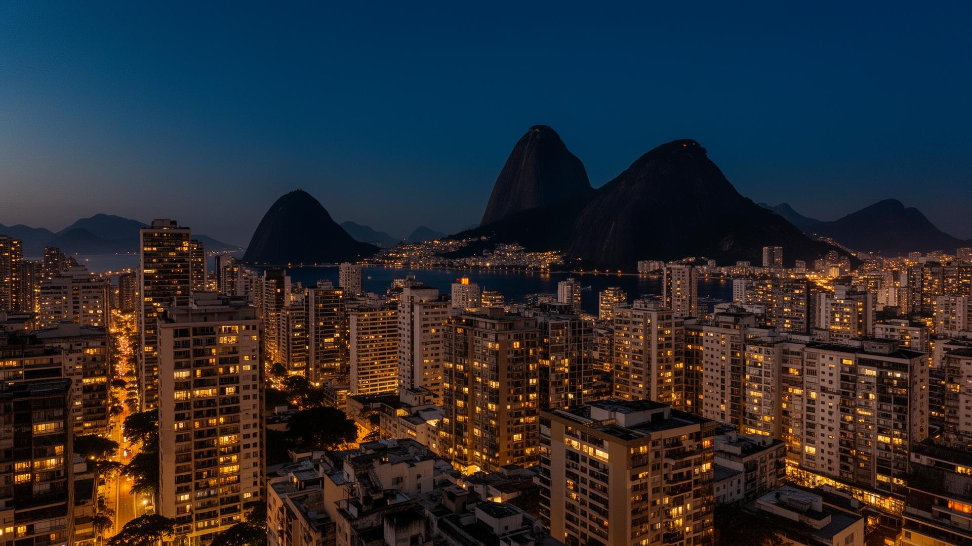 Skyline do Rio de Janeiro ao entardecer